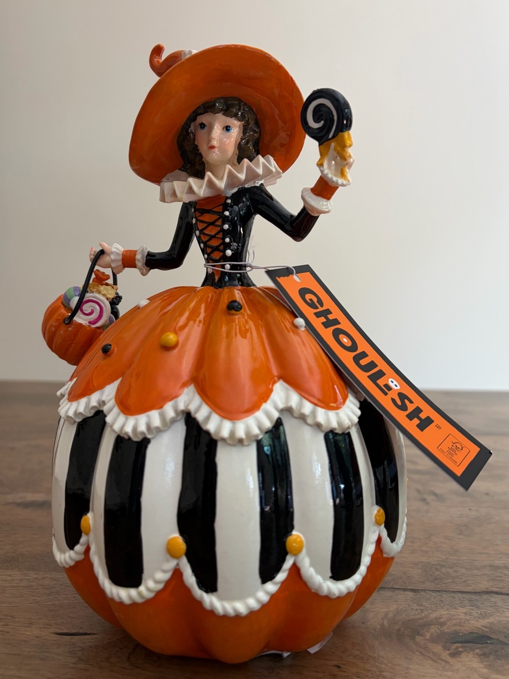 Mackenzie Childs Inspired Halloween Witch Girl Pumpkin NWT - Picture 3 of 10